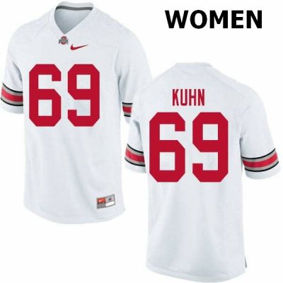 NCAA Ohio State Buckeyes Women's #69 Chris Kuhn White Nike Football College Jersey TJC0345UK